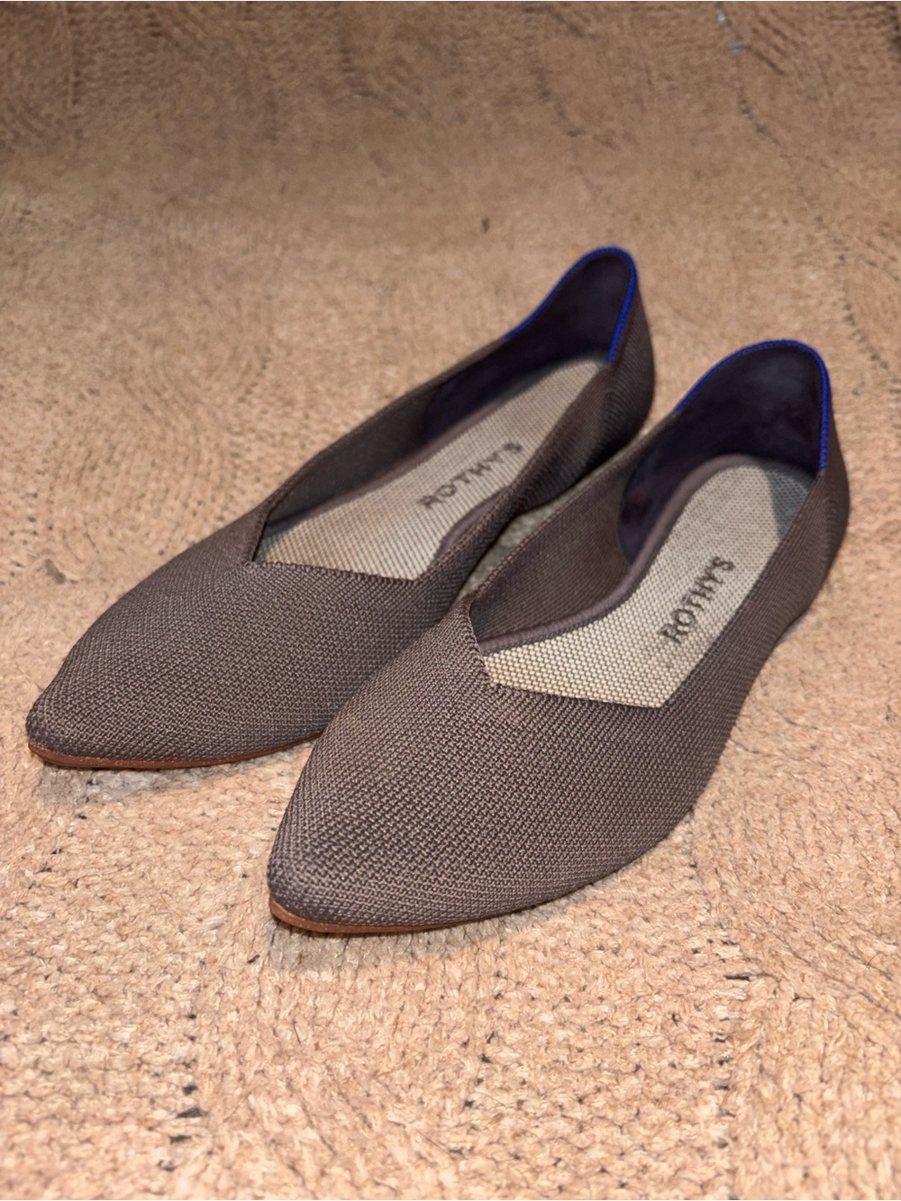 Rothy’s The Point Dark Gray Blue Knit Flats Women’s Size 7.5 US